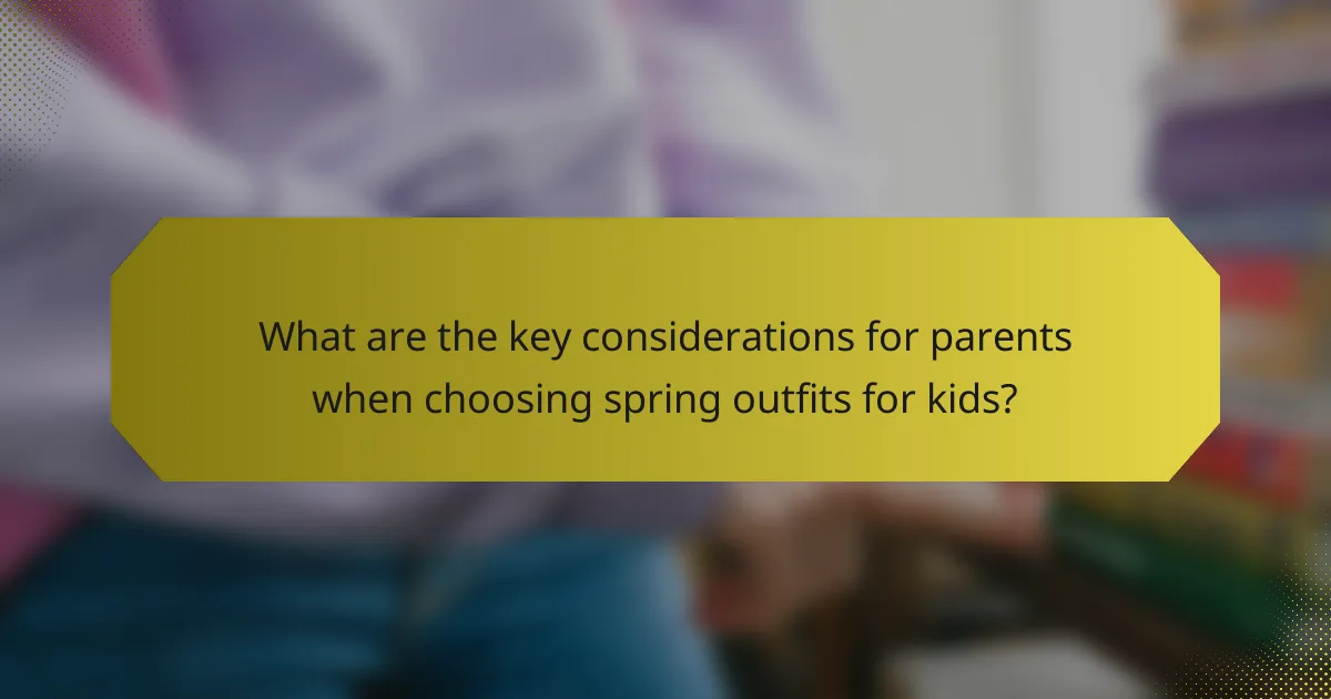 What are the key considerations for parents when choosing spring outfits for kids?