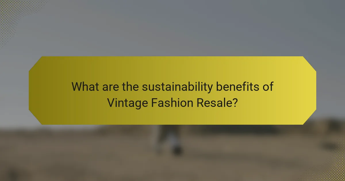 What are the sustainability benefits of Vintage Fashion Resale?