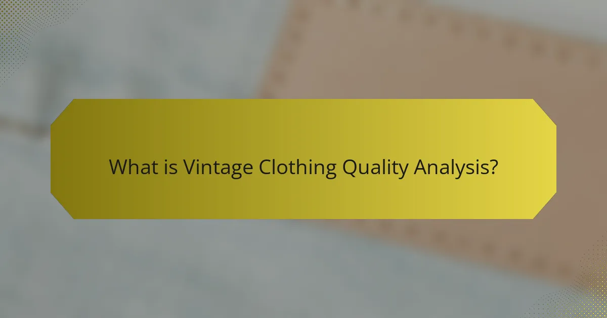 What is Vintage Clothing Quality Analysis?